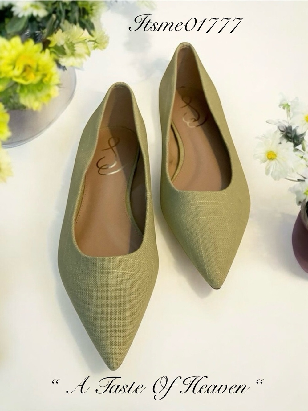 🌸 SAM EDELMAN Pointed Toe Light Olive Green Women’s Flats